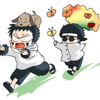 Shino chasing after Kiba-kun